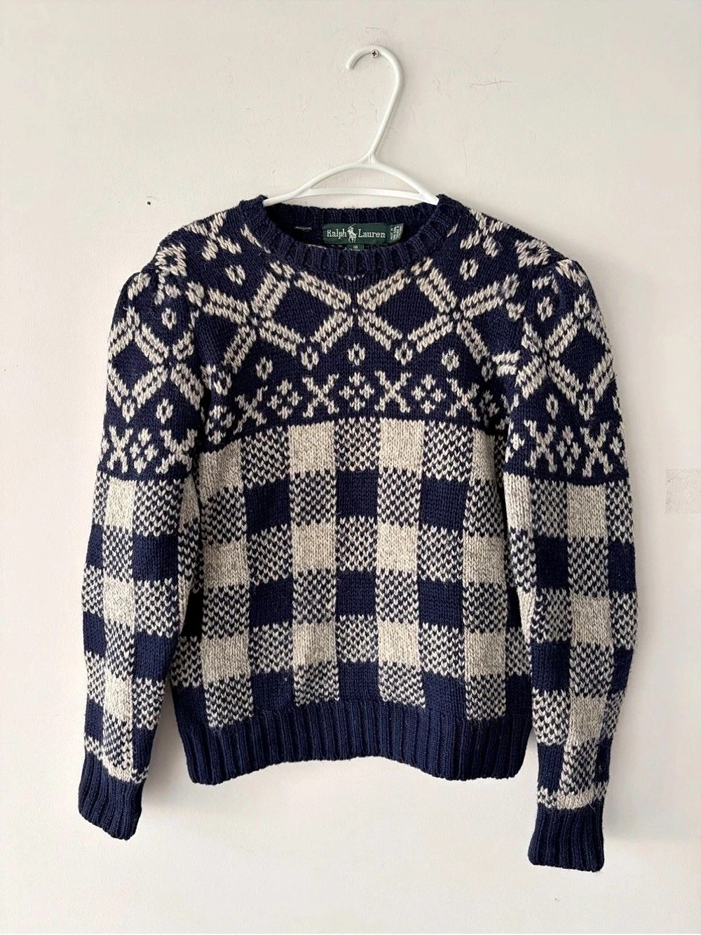 Vintage Ralph Lauren Women's Wool Fair Isle Sweater Size 16